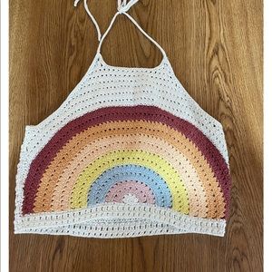 American Eagle Crotchet Crop Rainbow Top